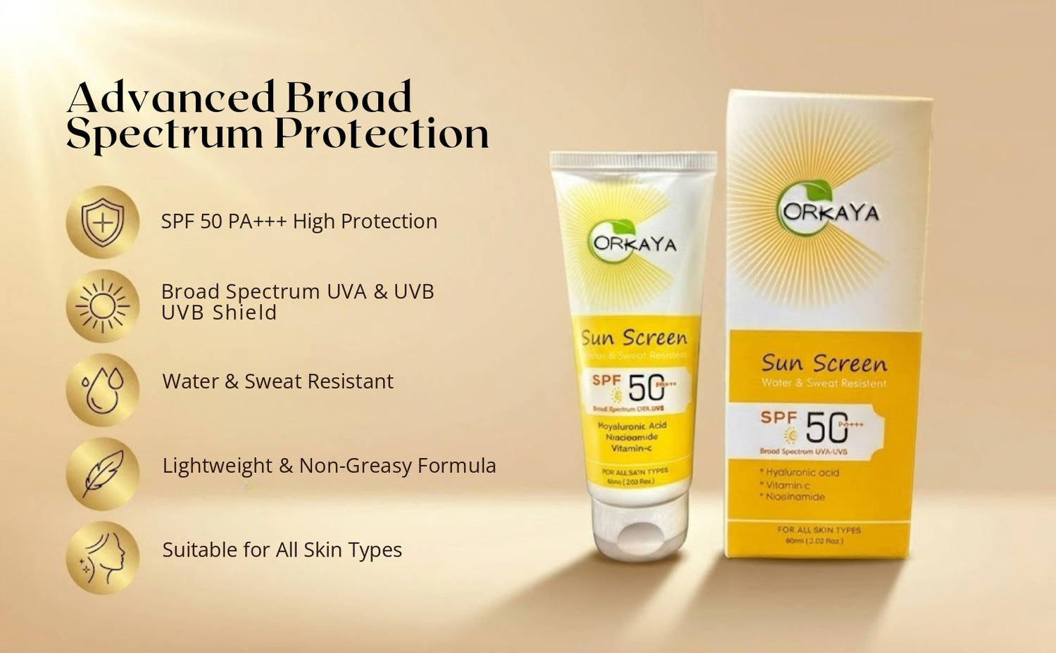 Orkaya Sunscreen SPF 50 PA+++