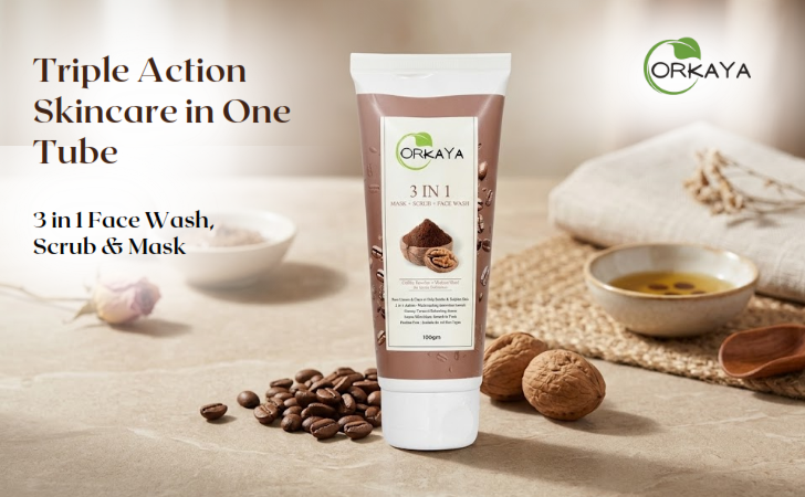 ORKAYA 3-in-1 Coffee & Walnut Face wash