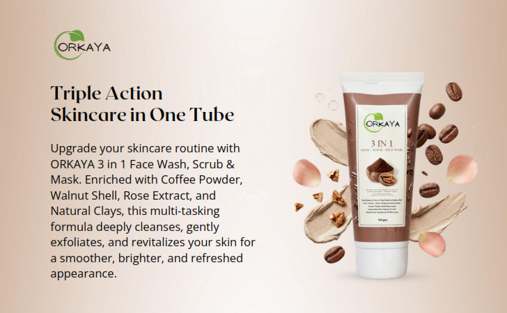 ORKAYA 3-in-1 Coffee & Walnut Face wash