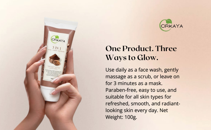 ORKAYA 3-in-1 Coffee & Walnut Face wash