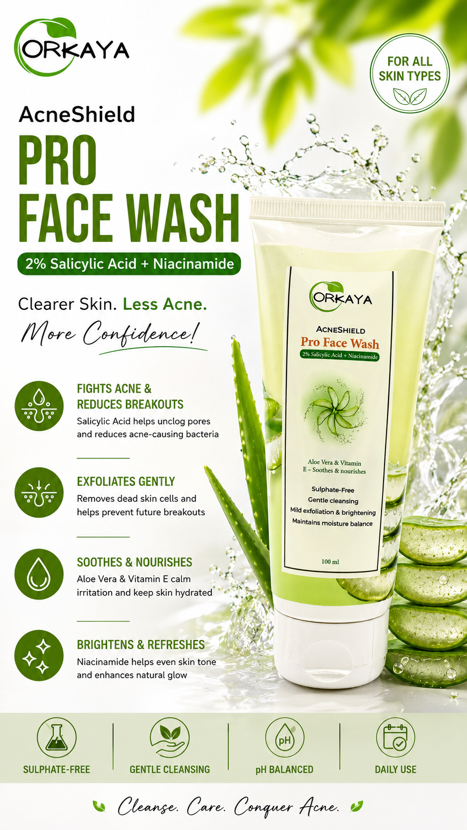 ORKAYA Acne Shield Pro Face Wash