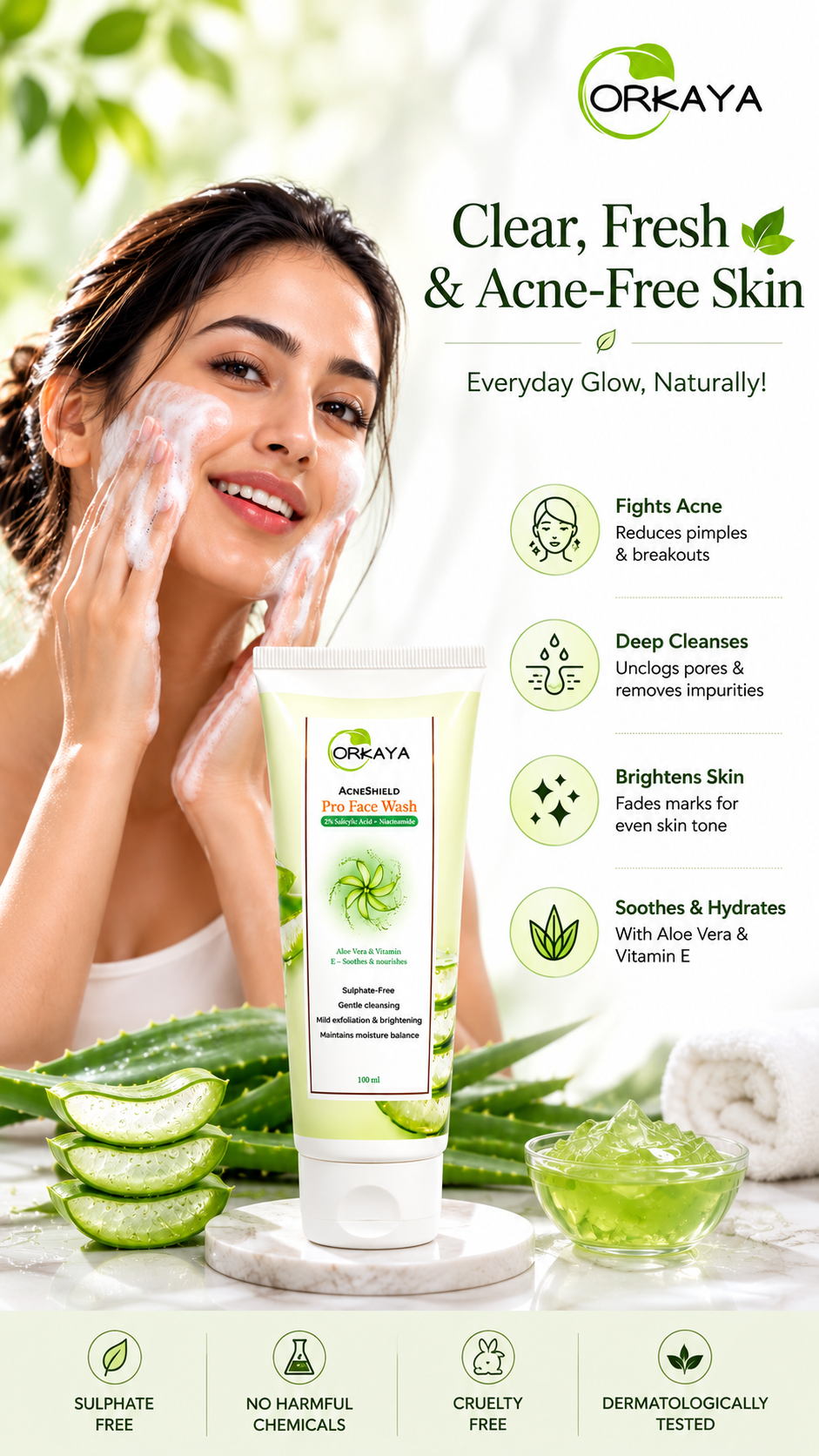 ORKAYA Acne Shield Pro Face Wash