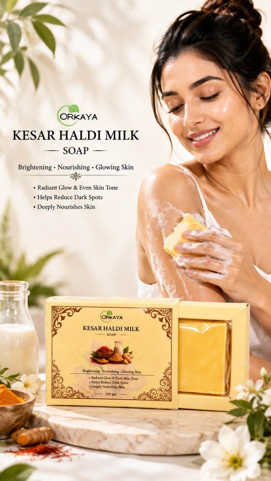 ORKAYA Kesar Haldi Milk Soap Pack of 2*100gm