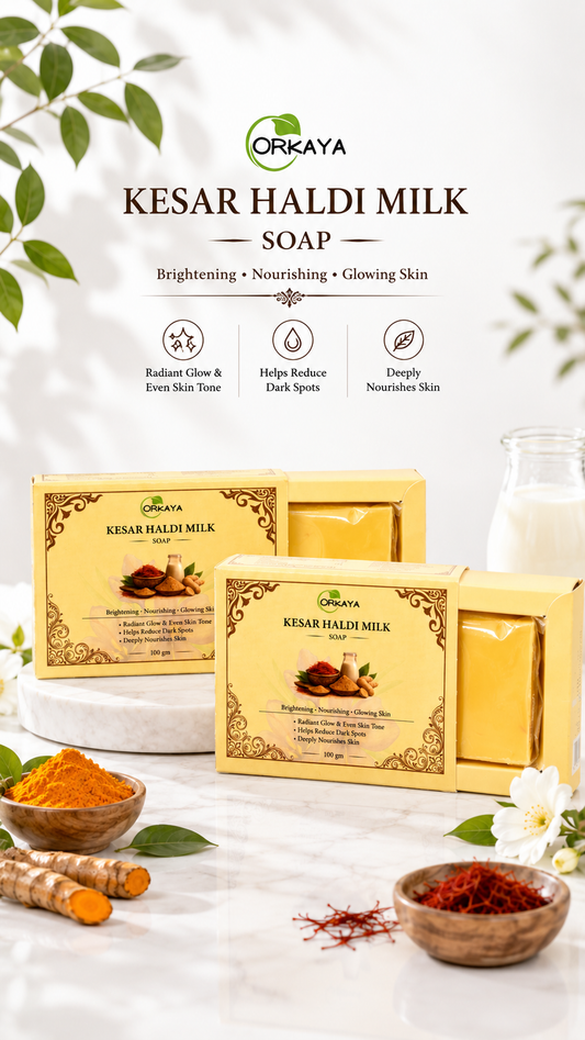ORKAYA Kesar Haldi Milk Soap Pack of 2*100gm