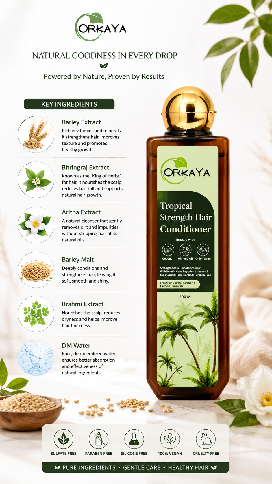 ORKAYA Barley Bhringraj Elixir Shampoo