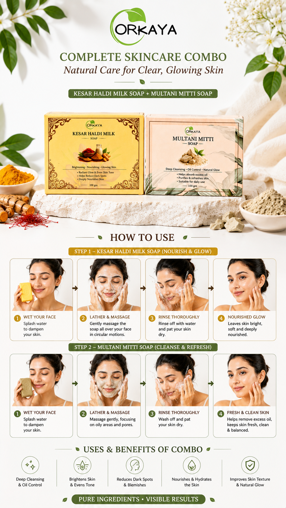 ORKAYA Natural Glow Soap Combo