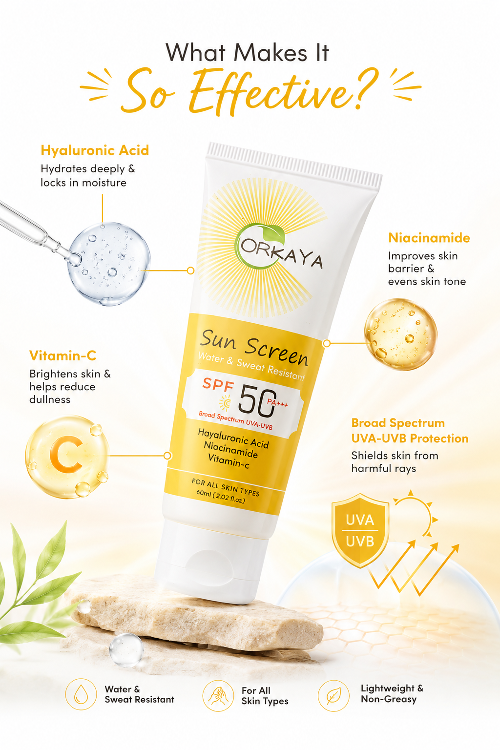 ORKAYA Sunscreen SPF 50 PA+++