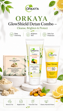 ORKAYA GlowShield Detan Combo – Cleanse, Brighten & Protect